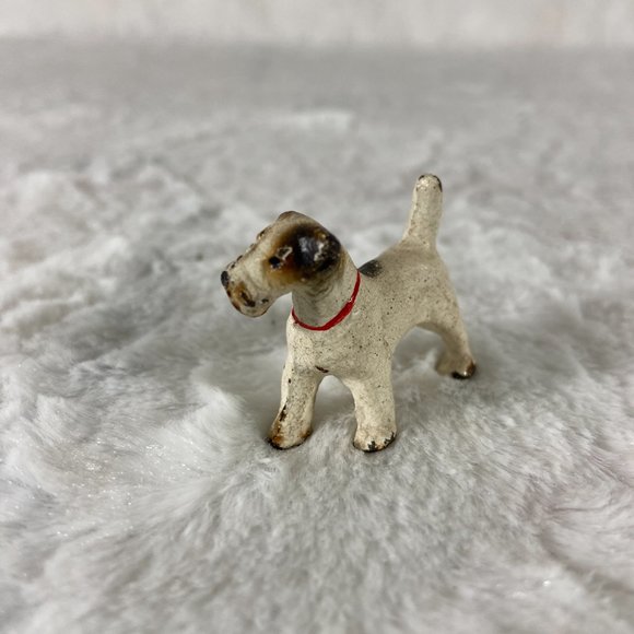 Vintage  Cast Iron  Miniature Painted  Fox Terrier Dog Statue - Picture 2 of 6